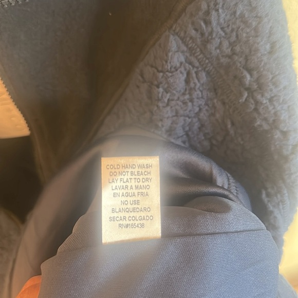 AEMI+CO Two Tone Half Zip Sherpa Sweatshirt Navy Pockets Womens Size Large - Picture 9 of 12